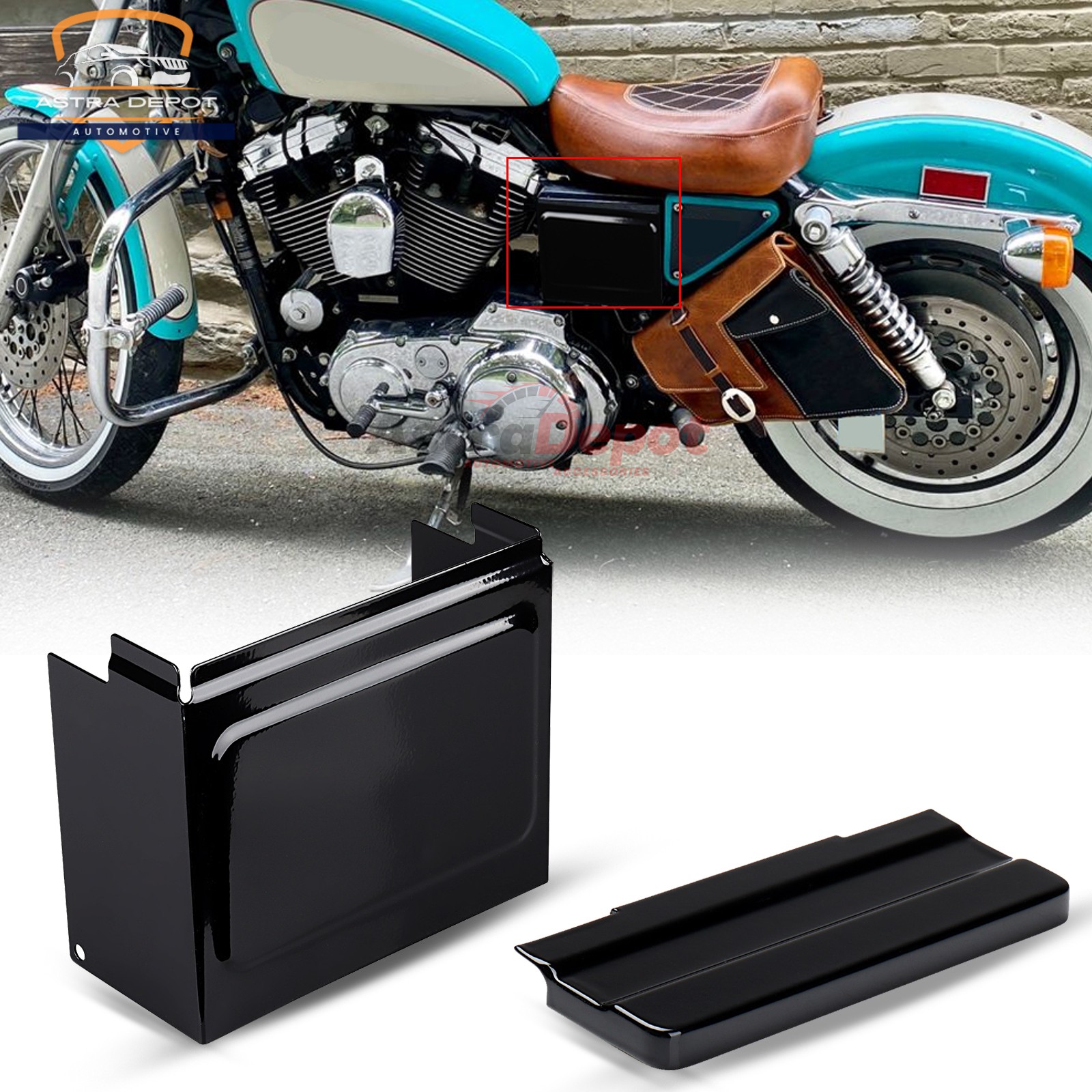 Metal Battery Box Cover + Top Lid for Harley Sportster XL 883 1200 1997-2003