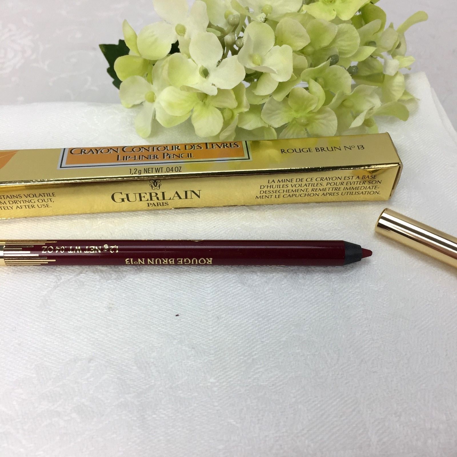 New Guerlain Paris Lip Liner Pencil No.13 Rouge Brun (Red Brown) in Box