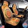 Riakrum 15 Pcs Yellow Sun Moon Sunflower Vintage Boho Car Seat Covers Full Set Steering Wheel Auto Front and Back Seat Protector with Belt, Armrest Cover and Cupholder Pad for Car SUV