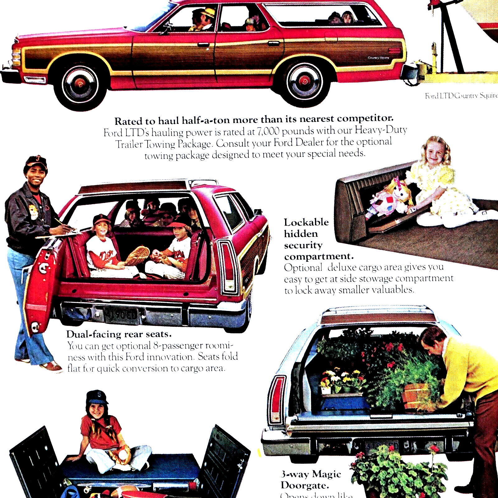 1975 Ford LTD Station Wagon Vintage Original Print Ad 8.5 x 11"