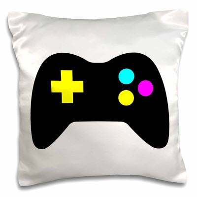 3dRose CMYK Gamer Control Icon Graphic Cartoon 16x16 inch Pillow Case