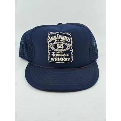 Vintage Jack Daniels Whiskey Trucker Hat Navy Blue OTTO CAP Snapback Mesh Cap