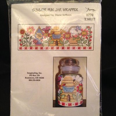 Diane Arthurs Cross Stitch ''Summer Fun Jar Wrapper'' Wrap Large Candle Jars!