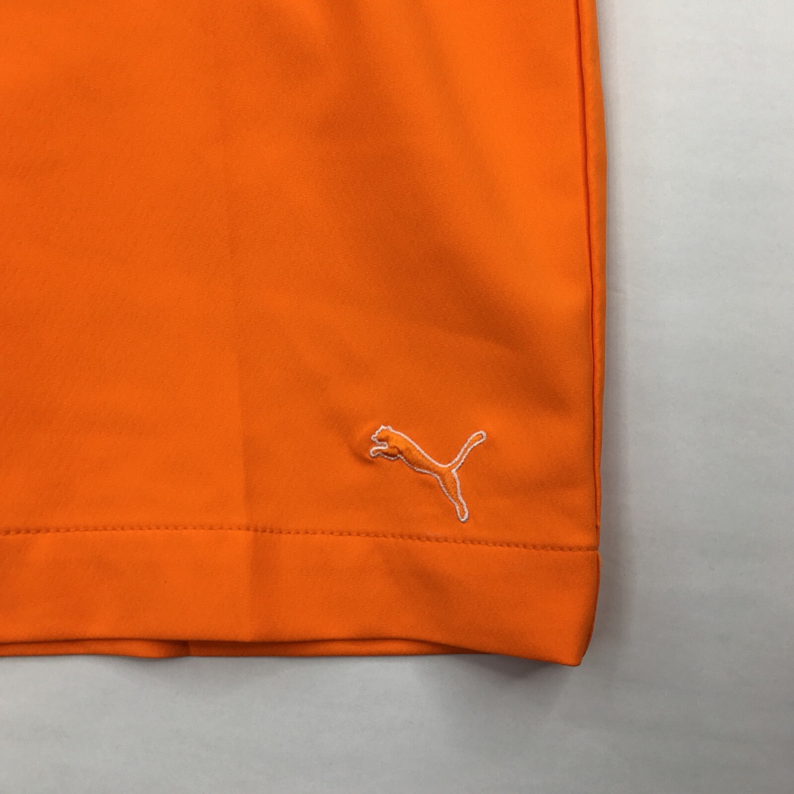 Puma Dry Cell Boys Size 10 Small Shorts Hybrid Flat-Front Neon Orange EUC 25