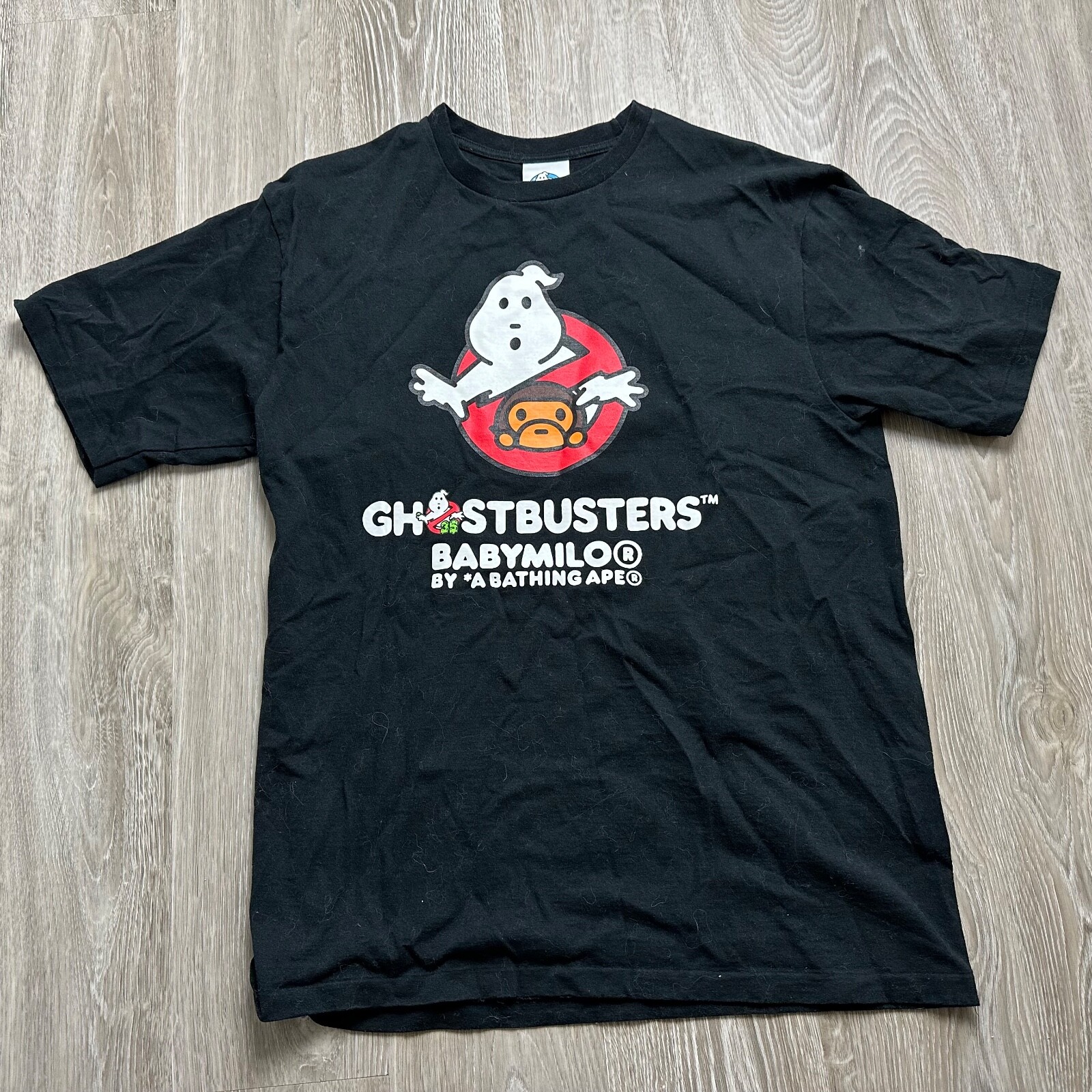 

A Bathing Ape Ghostbusters Baby Milo #2 2019 Черно-белая красная футболка Мужская футболка, Черный