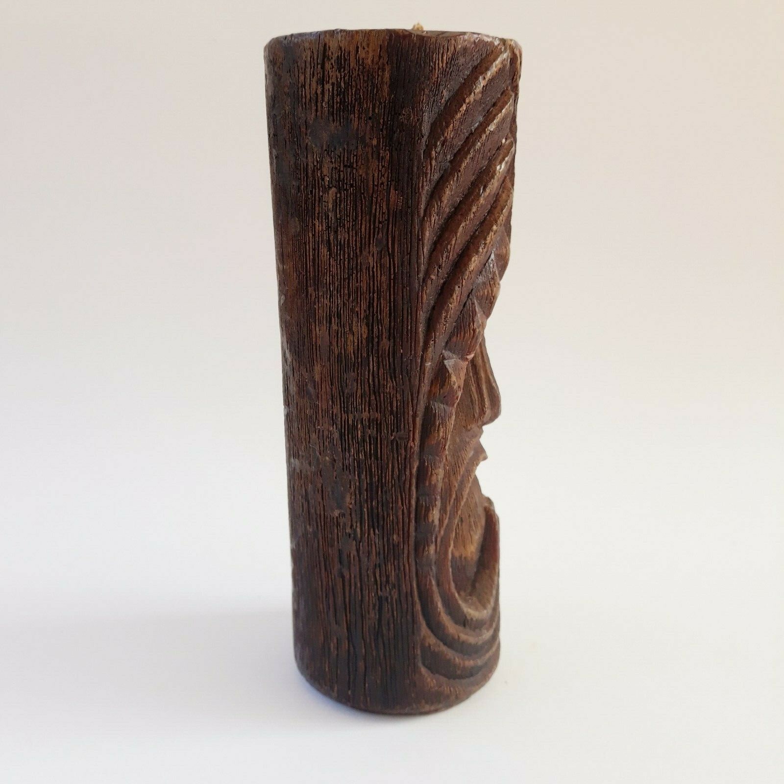 Vintage Crying Tiki Candle Brown Unused Unmarked