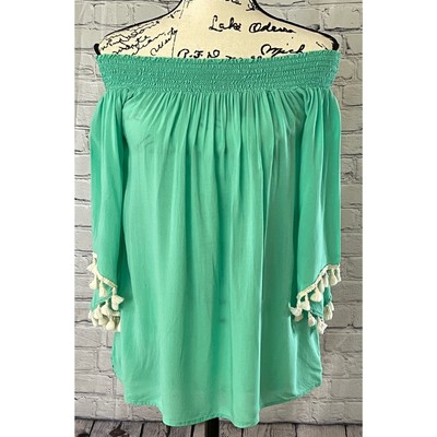 Pixi + Ivy Teal Off Shoulder Blouse (Size M)