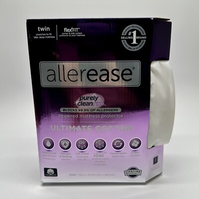 Allerease Ultimate Cotton Allergy Relief Zippered Mattress Protector, Twin