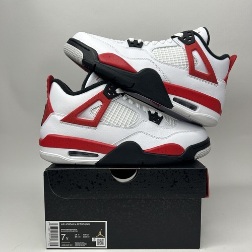 Nike Air Jordan 4 Retro GS “Red Cement” White Black 408452