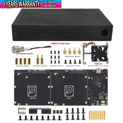 NASPi-Gemini 3.5 NAS Storage Kit w/ Dual 3.5'' SATA HDD Shield for Raspberry Pi 4