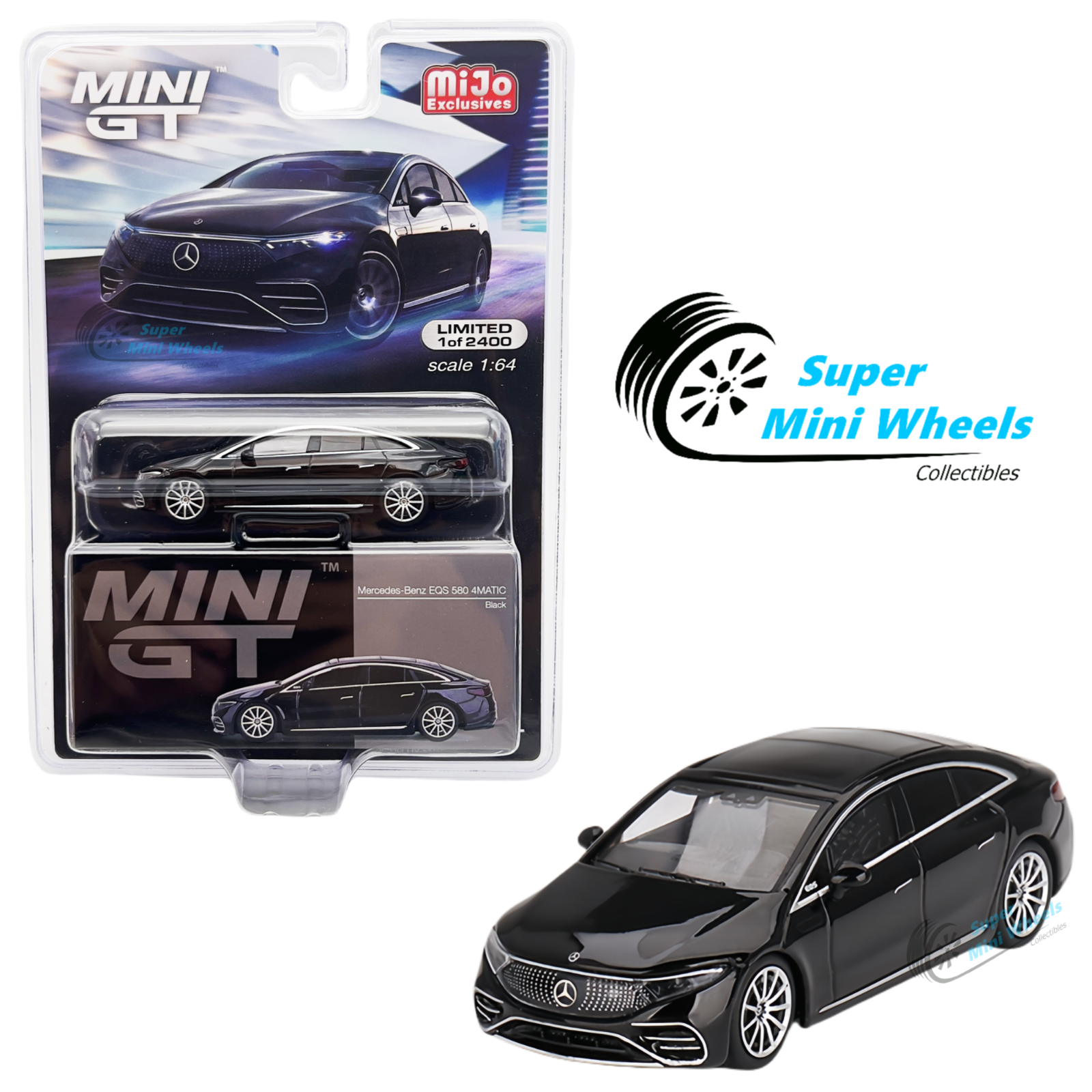 MINI GT　メルセデス ベンツ EQS 580 4MATIC チェイスカー CHASE Mercedes-Benz EQS 580 4MATIC Black (Mini GT) Diecast 1