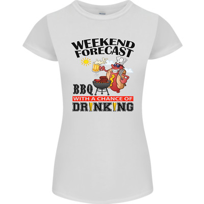 BBQ Weekend Forecast BBQing Alcohol Beer Womens Petite Cut T-Shirt