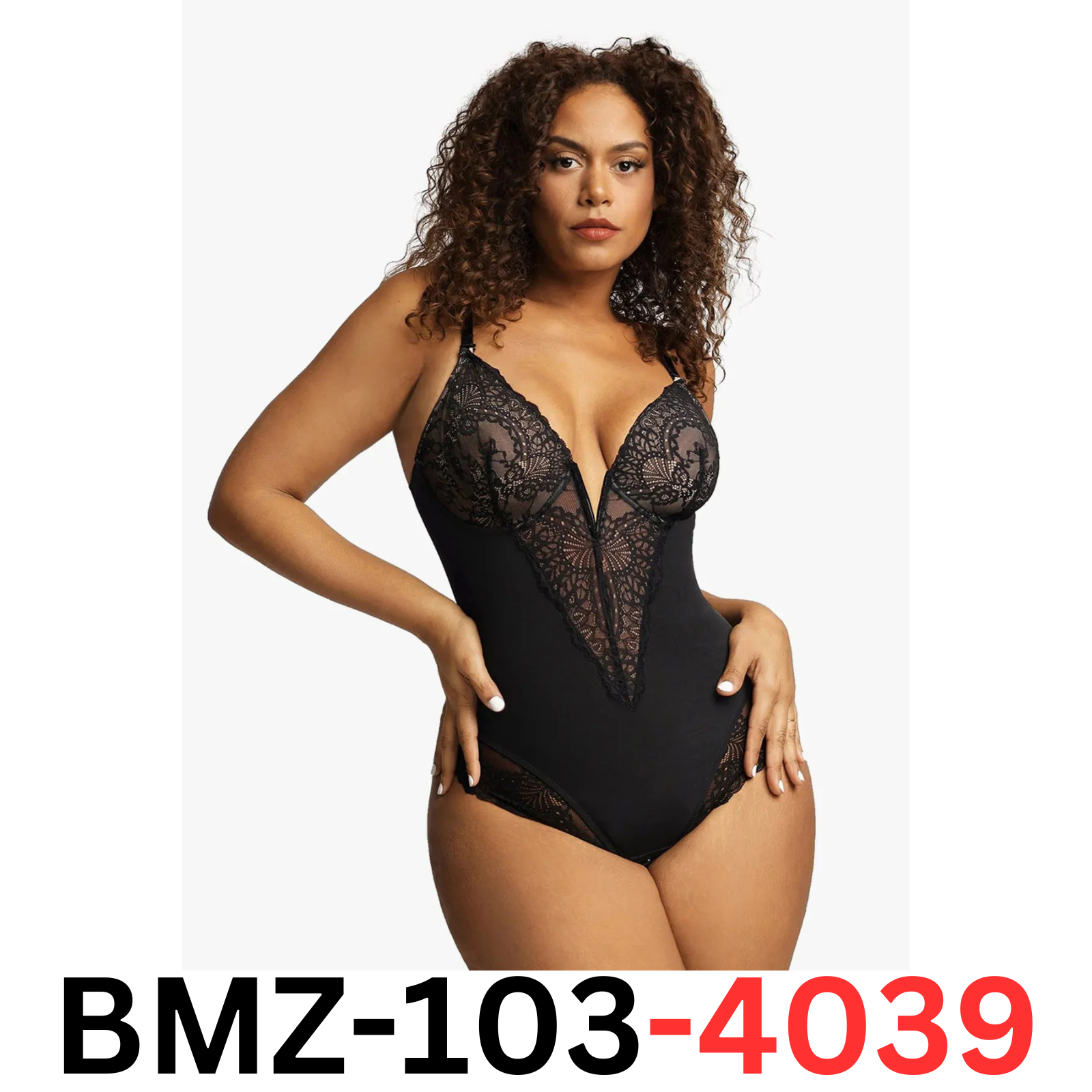 Popilush Shapewear Bodysuit for Women - Deep V Neck Sleeveless Lace Corset, XXL