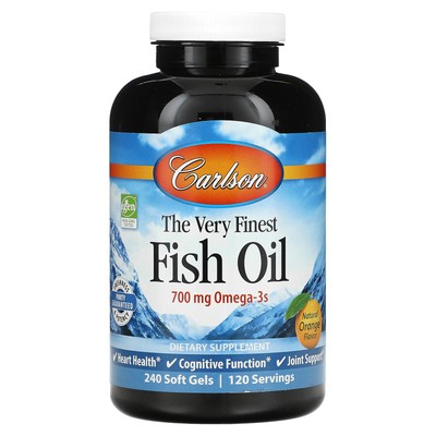 The Very Finest Fish Oil, натуральный апельсин, 350 мг, 240 мягких желатиновых капсул