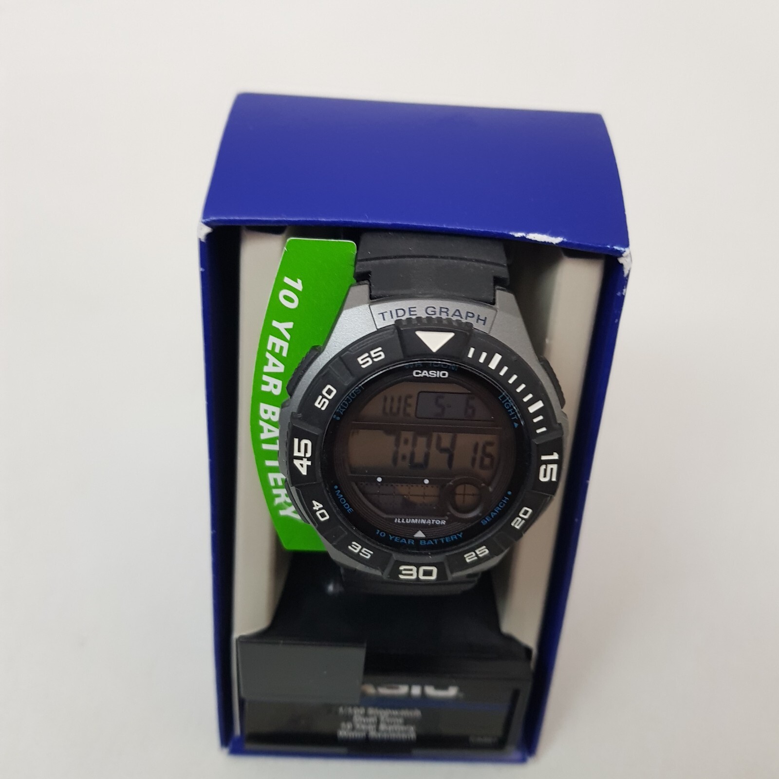 Pre-owned Casio Ws1100h-1akc Mens Watch With Tide Graph And Moon Phase Black Color 43mm
