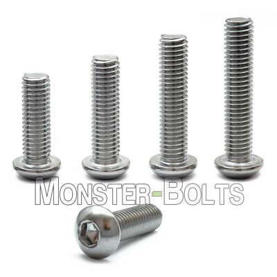 5/16-18 Stainless Steel Button Head Socket Cap Screws, SAE Coarse Thread A2 18-8