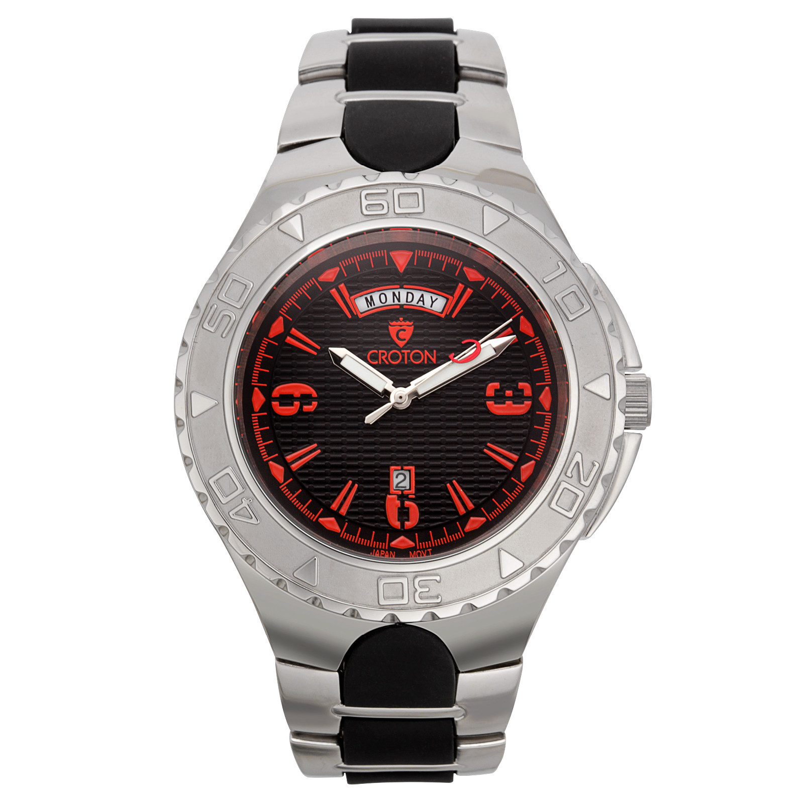 Croton Men's CA301287SSRD Quartz Super C Rotating Bezel Red Markers