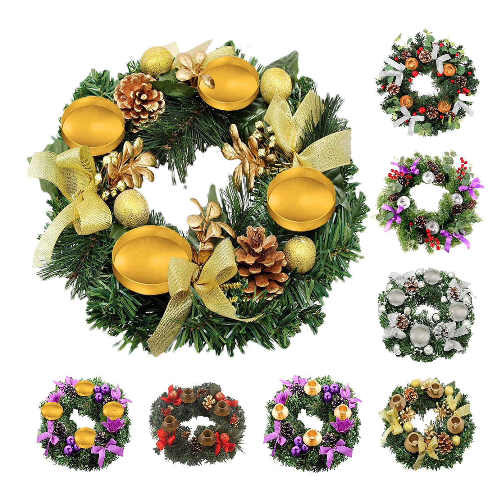 Exquisite Christmas Candlestick Wreath Candle Garland Ring Candle Holder