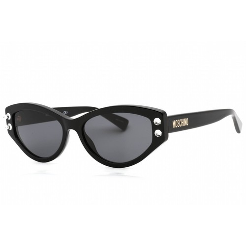 Moschino Women's Sunglasses Grey Lens Black Cat Eye Shape