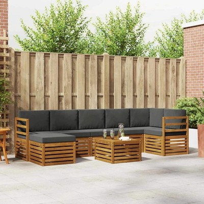 Outdoor Sofa Set 8 pcs Natural and Anthracite Solid Acacia Wood