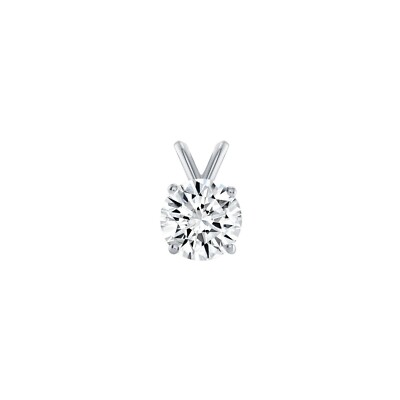 Pre-owned Shine Brite With A Diamond 1.50 Ct Created Diamond Round Real 14k White Gold Solitaire Pendant 18" Boxchain In White/colorless