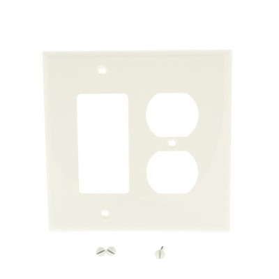 Leviton PJ826-T Light Almond 2-Gang Duplex Decora Unbreakable Midway Wallplate