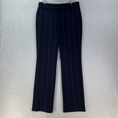 Express Editor Barely Boot Low Rise Pants Women s Sz 4R Navy Pinstripe