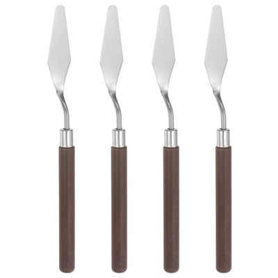4pcs 17mm No.3 Painting Palette Knives Stainless Steel Spatula Red Wood Handle