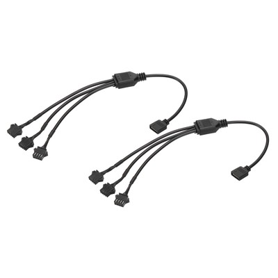 12V 4Pin Splitter Cable, 2Pcs Power Cord with 1 to 3 ARGB Female Extension Cable