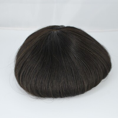 Natural Hair Toupee for Men Black Swiss Lace Human Hair Piece Breathable Unit