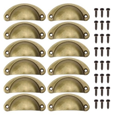 Juibao 12 Pcs Antique Brass Cup Handles, Vintage und Brushed, 80 mm