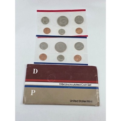 1984 US Mint Uncirculated Coin Set P & D Mint 10 Coins Original Envelope US Mint