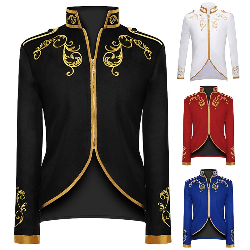 Men's Victorian Court Stylish Prince Uniform Embroidered Jacket Suit Costume