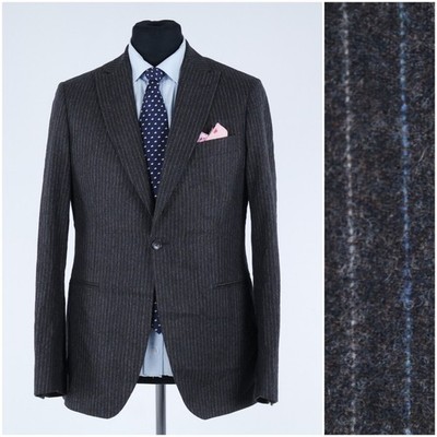 Mens Italian Blazer 40R UK Size BRIAN DALES Grey Wool Sport Coat Striped Jacket