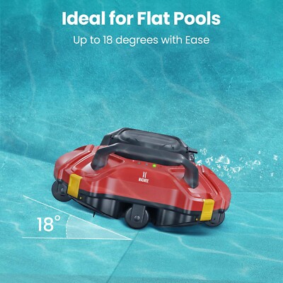 Swimming Pool Cleaner Robot Robotic Vacuum Automatic with Quick Charge Red