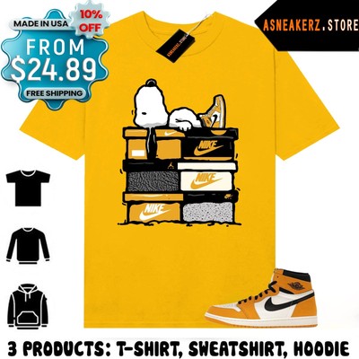 Shirt To Match AJ 1 High OG Yellow Ochre Sneaker Matching Tee Sneakerhead S Dog