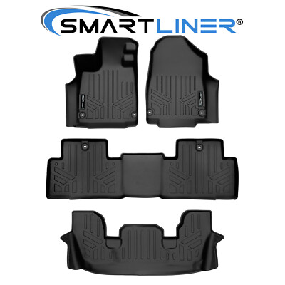 SMARTLINER Custom Fit 3 Row Black Floor Mat Liner Set For 2022-2025 Acura MDX