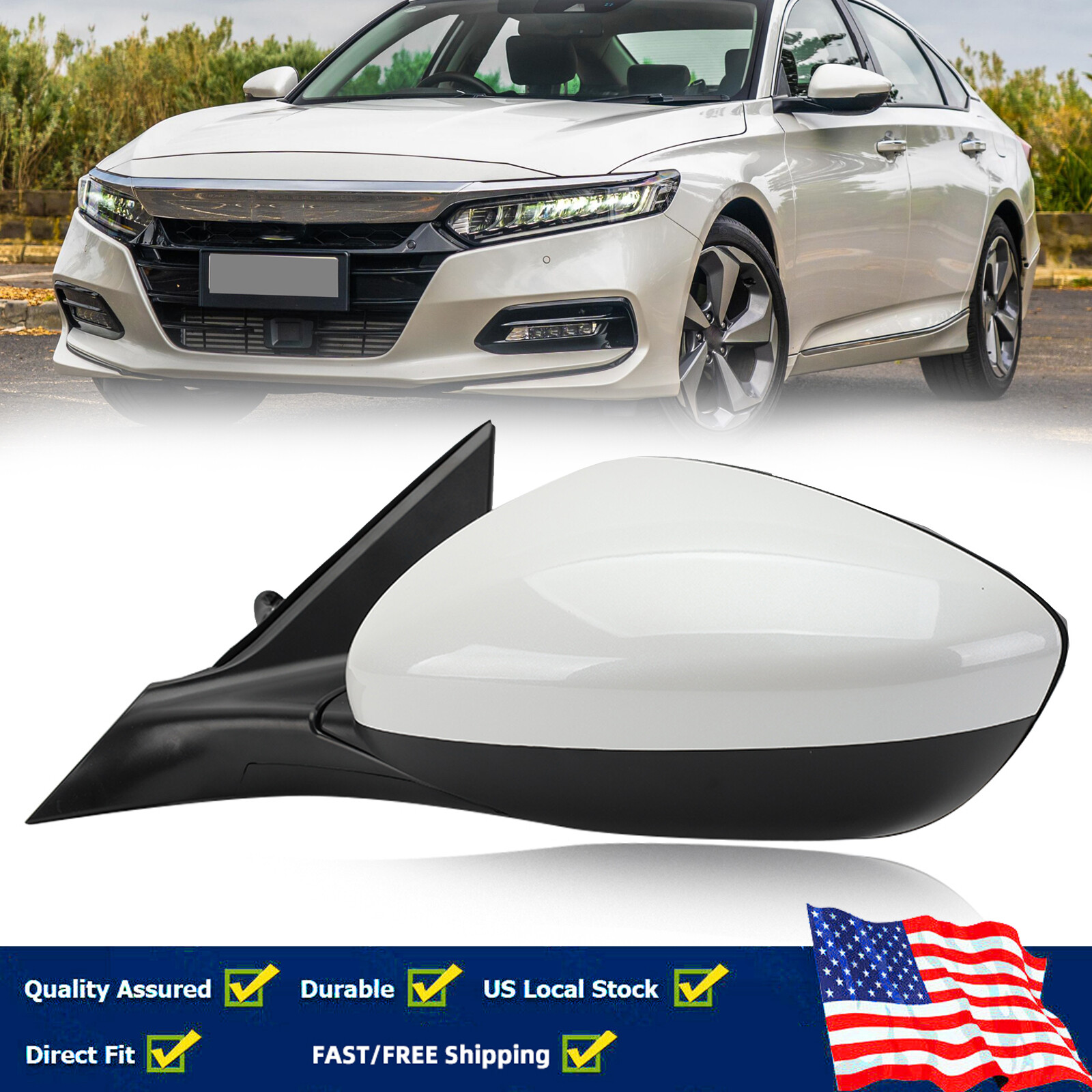 Зеркало со стороны водителя для HONDA ACCORD EX 2018-2022 с подогревом BSM, Слепое пятно слева