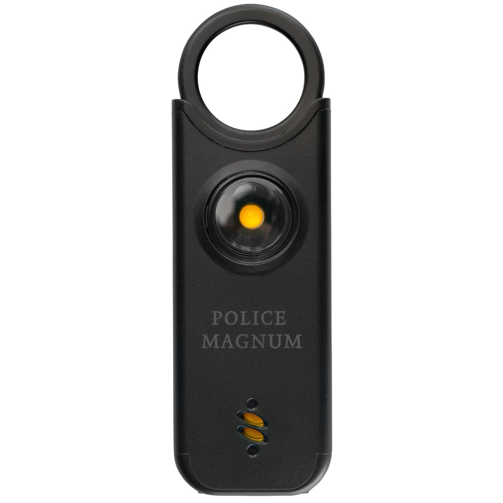 Police Magnum Personal Safety Alarm Keychain- 135dB LED Rechargeable Siren-Black