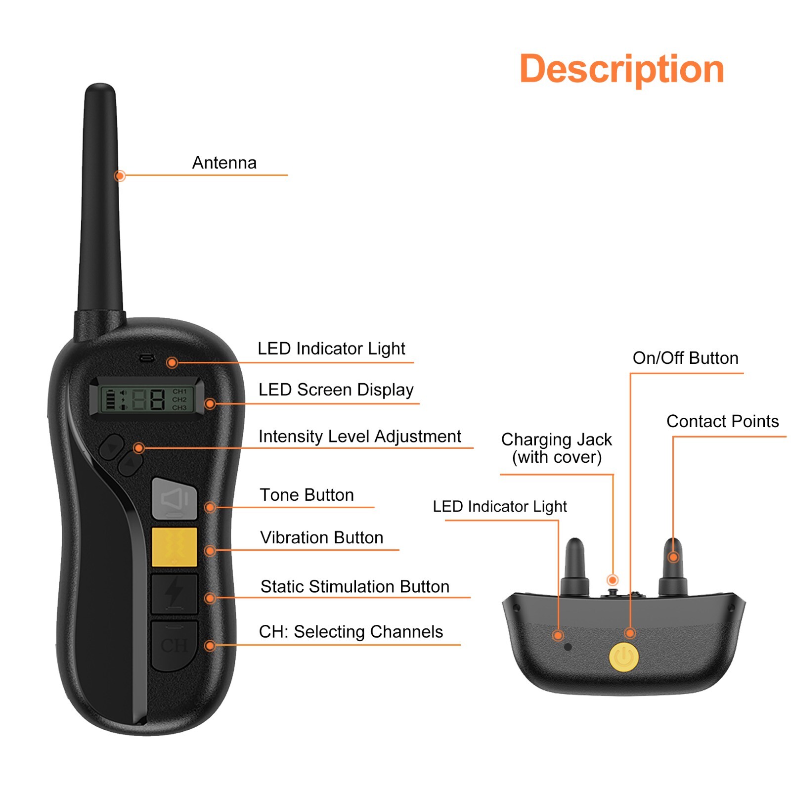 1400 Ft Remote Training Shock Collar No Bark Trainer for Small Medium Large Dog