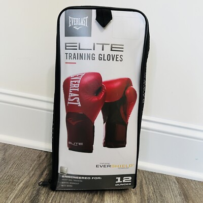 Everlast Elite Training Gloves Boxing 12oz MMA Heavy Bag Red BRAND NEW Carry Bag