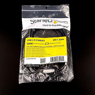 Star Tech USB Y Cable for External Hard Drive USB A To Mini B USB 6 Foot