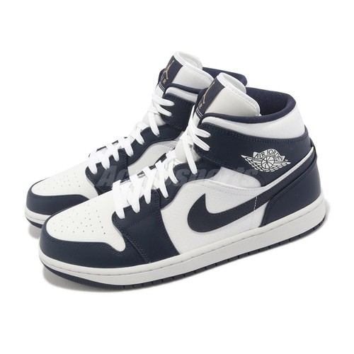 

Мужские кроссовки Nike Air Jordan 1 Mid Obsidian Navy White AJ1 Casual Lifestyle 554724-174, Серый, Air Jordan 1 Mid