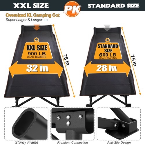 NAIZEA Oversized XXL / Standard Bed Folding Camping Cot Military Cot For Adult