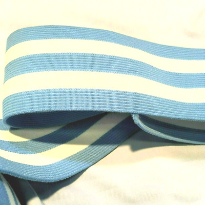 Non-Roll Waistband Elastic Stripe Elastic 2-1/2'' Blue White 5 yds #NR17