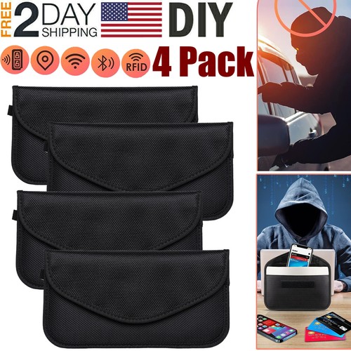 4 Pack Faraday Bag Cell Phone Wallet Blocker Radiation Signal Shielding Case New