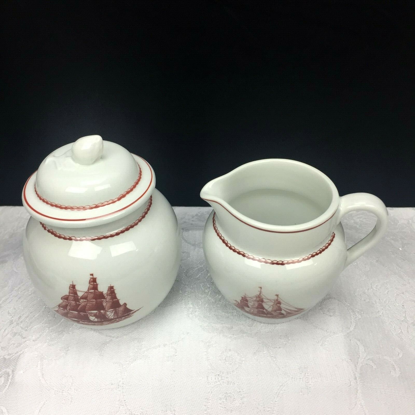 Wedgwood Flying Cloud Rust Creamer & Sugar Bowl Set Vintage