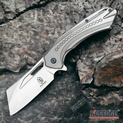 7.5" Cleaver Pocket Knife Camping Knife EDC Stainless Steel Folding Knife