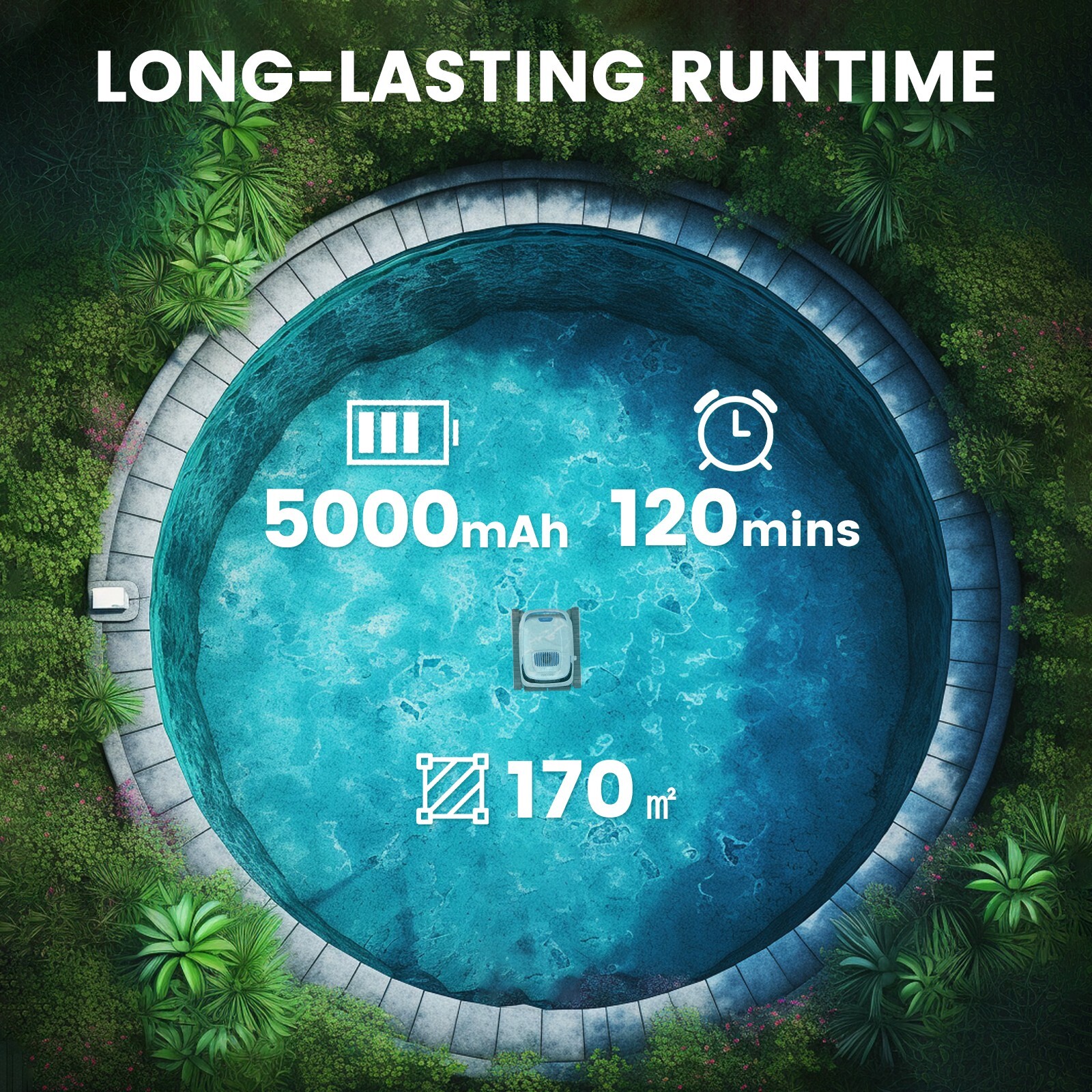 AIRROBO Wall Clmbing Pool Vacuum Cordless Robotic Pool Cleaner Smart Navigation