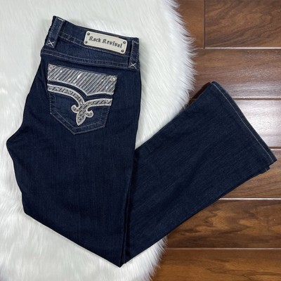 Rock Revival Women s Size 33 Dark Wash Klarry Boot Cut Denim Jeans ALTERED